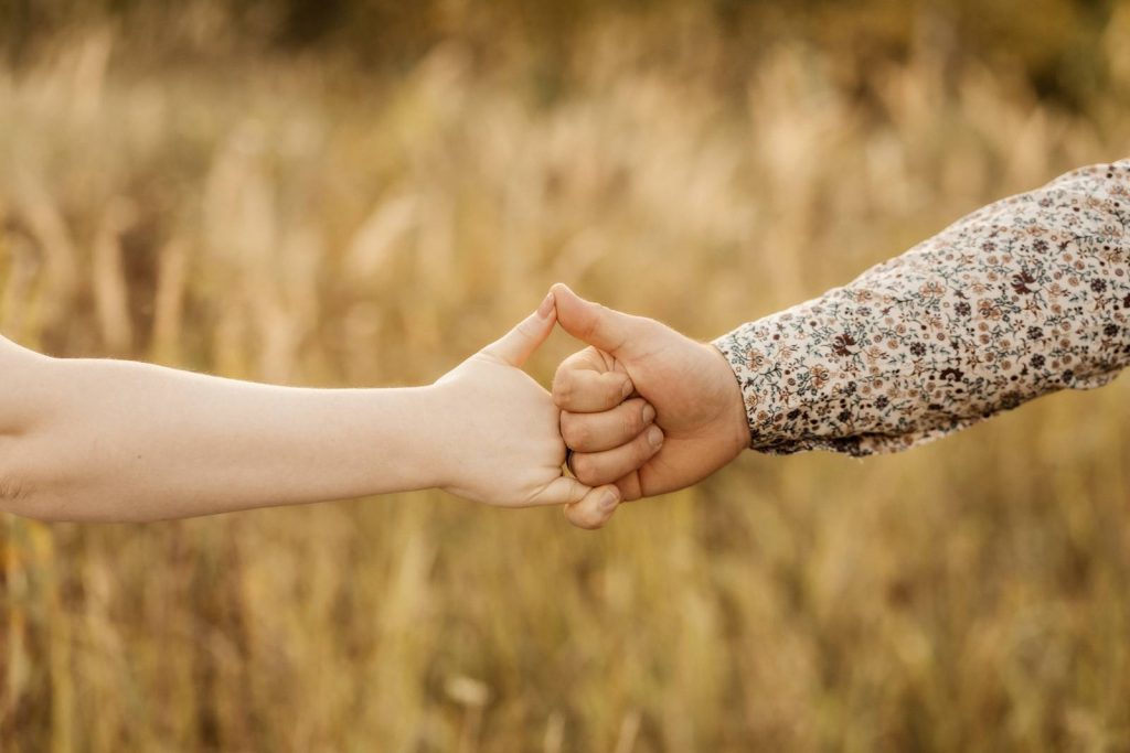 After Wedding Shooting Braut mit Brautkleid auf einer grünen Wiese im Sonnenuntergang